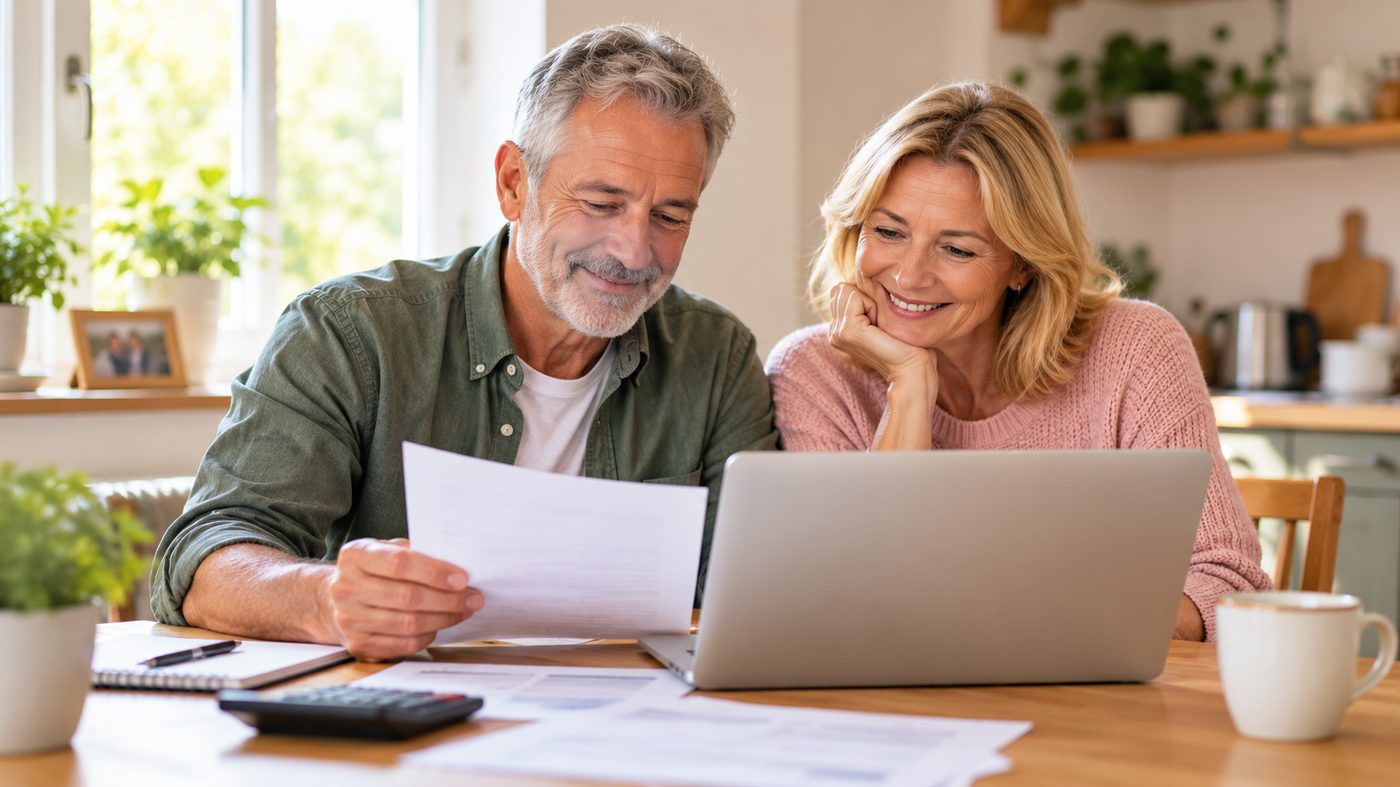A couple going through their household bills together